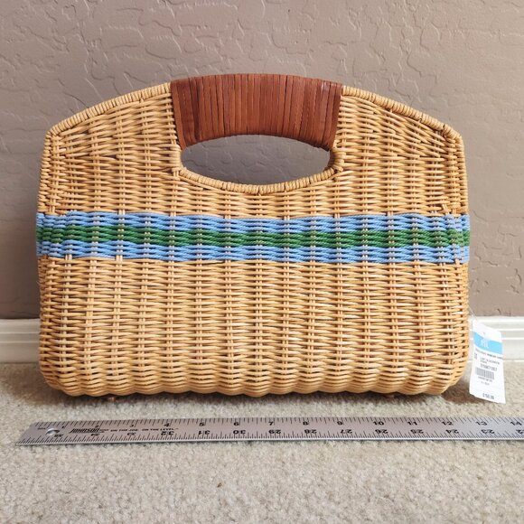 J. McLaughlin Handbags - NWT Rhodes Wicker Leather Clutch Bag